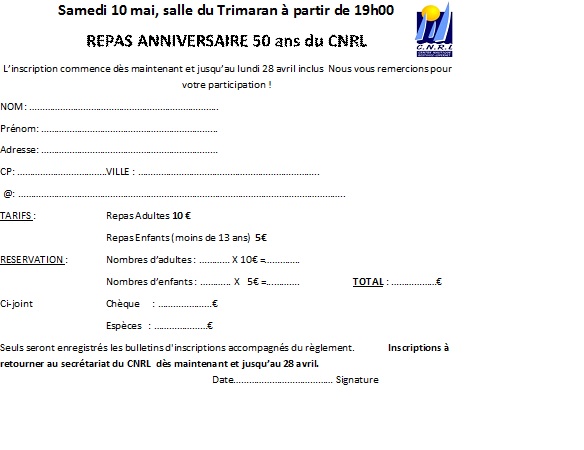 Fiche d'inscription